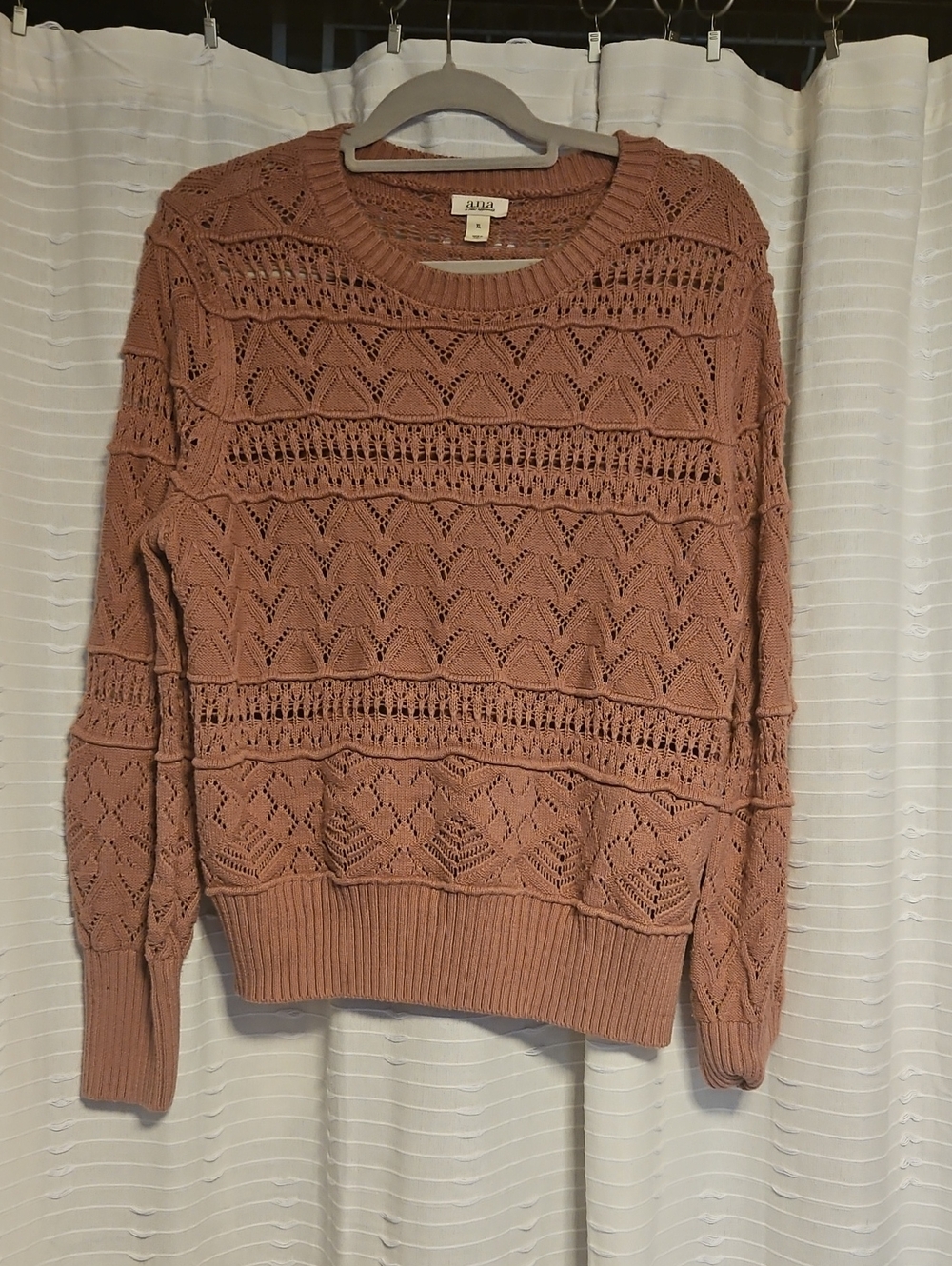 a new day Dusty Rose Open-Knit Crewneck Sweater
